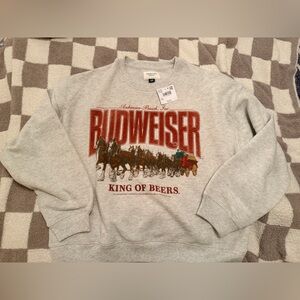 American Eagle Outfitters Light Gray Budweiser Crewneck Sweater